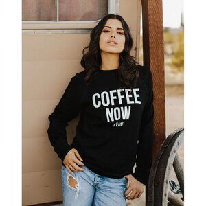 NWT Brunette the Label “Coffee Now Please” black & white graphic sweatshirt, M/L